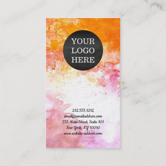 Elegant minimalistisch Moderne Uw Waterverf van de Visitekaartje (Achterkant)