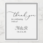 Elegant minimalistisch monogram dank u gunst wijn etiket (Enkel label)