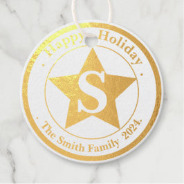 Elegant minimalistisch monogram Happy Holiday Bedankjes Labels