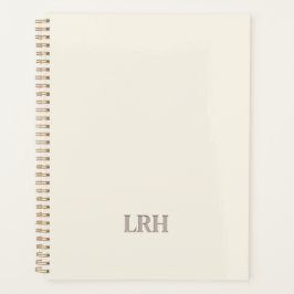Elegant Minimalistisch Monogram Ivoor Spiraal Note Planner