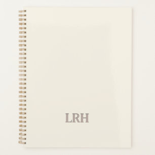 Elegant Minimalistisch Monogram Ivoor Spiraal Note Planner