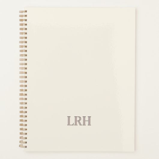 Elegant minimalistisch monogram ivoorkleurig spira planner (Voorkant)