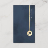 Elegant minimalistisch monogram marine blauw en go visitekaartje (Voorkant)