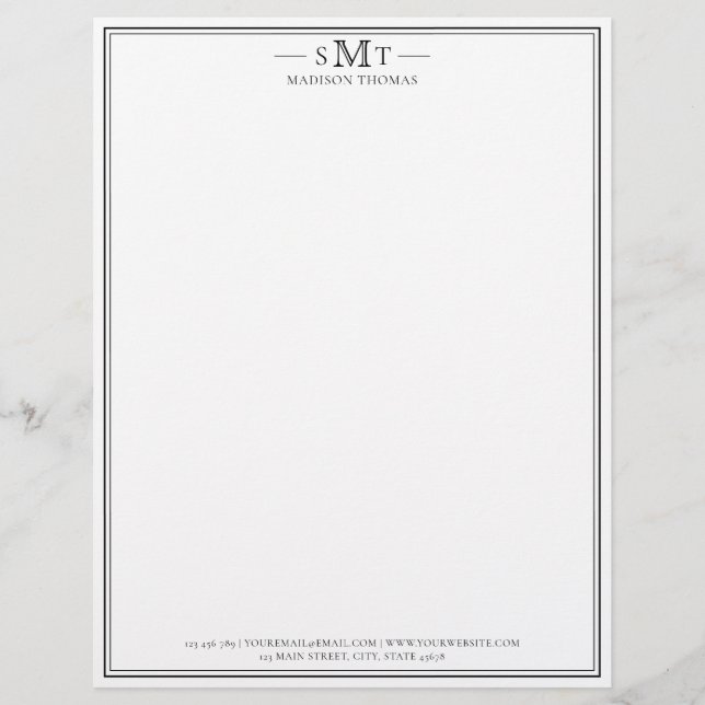 Elegant minimalistisch monogram met drie letters briefhoofd (Voorkant)