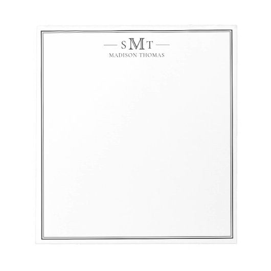 Elegant minimalistisch monogram met drie letters notitieblok (Voorkant)