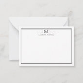 Elegant minimalistisch monogram met drie letters notitiekaartje (Voorkant)