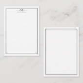 Elegant minimalistisch monogram met drie letters notitiekaartje (Voorkant / Achterkant)