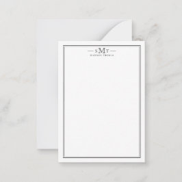 Elegant minimalistisch monogram met drie letters notitiekaartje