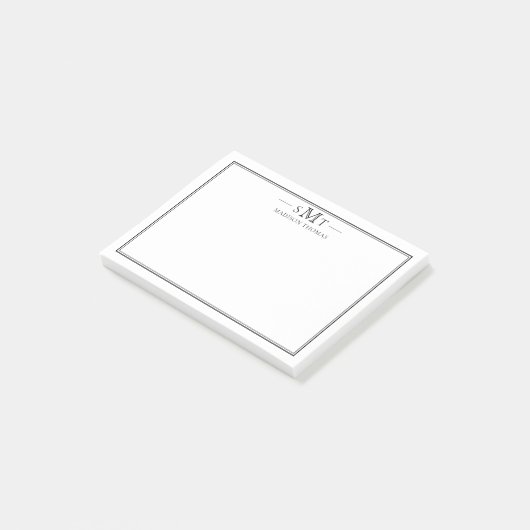 Elegant minimalistisch monogram met drie letters post-it® notes (Schuin)