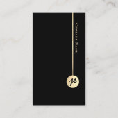 Elegant minimalistisch monogram modern zwart en go visitekaartje (Voorkant)