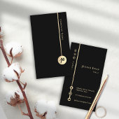 Elegant minimalistisch monogram modern zwart en go visitekaartje