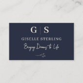 Elegant minimalistisch monogram Navy Blue Cream Visitekaartje (Voorkant)