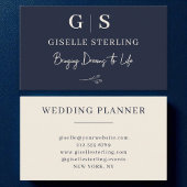 Elegant minimalistisch monogram Navy Blue Cream Visitekaartje