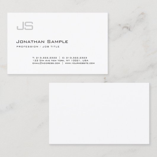 Elegant minimalistisch monogram Professional Moder Visitekaartje (Voorkant / Achterkant)