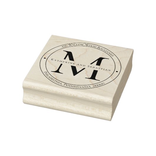 Elegant minimalistisch monogram retouradres rubberstempel (Stempel)