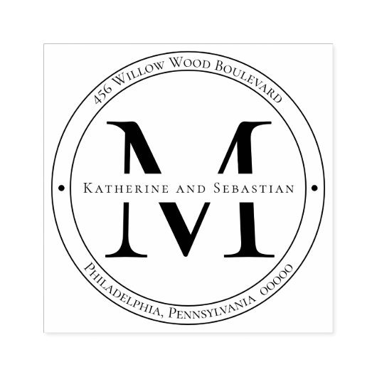Elegant minimalistisch monogram retouradres rubberstempel (Afrduk)