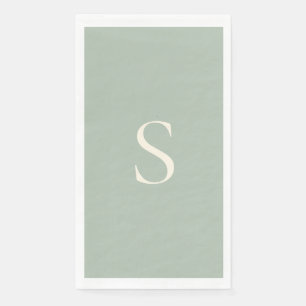 Elegant Minimalistisch Monogram Sage & Ivoor Servet
