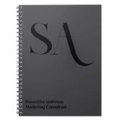 Elegant minimalistisch monogram spiraalfoto Notiti Notitieboek (Voorkant)