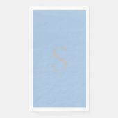 Elegant Minimalistisch Monogram Stofblauw & Zilver Servet (Voorkant)