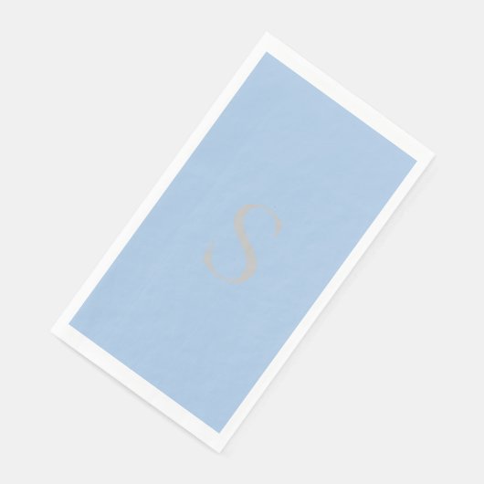 Elegant Minimalistisch Monogram Stofblauw & Zilver Servet (Hoek)