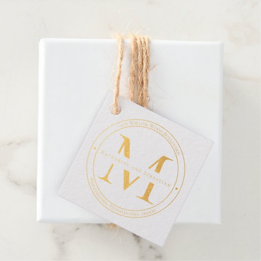 Elegant minimalistisch monogram Terugkeeradres zeg Bedankjes Labels (Met doos)