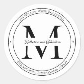 Elegant minimalistisch monogram Terugkeeradres zeg Ronde Sticker (Voorkant)