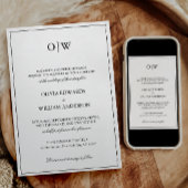 Elegant Minimalistisch Monogram Trouwfeest Kaart
