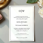 Elegant Minimalistisch Monogram Trouwfeest Kaart