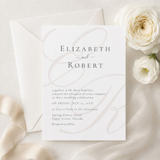 Elegant Minimalistisch Monogram Trouwfeest Kaart