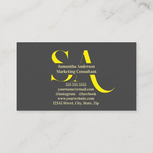 Elegant minimalistisch monogram Visitekaartje | Cu (Achterkant)