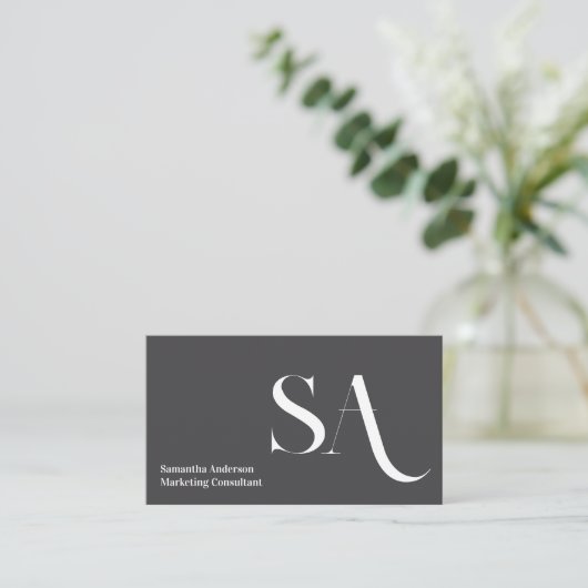 Elegant minimalistisch monogram Visitekaartje | Cu (Staand voorkant)