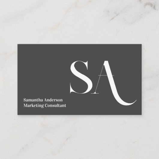 Elegant minimalistisch monogram Visitekaartje | Cu (Voorkant)