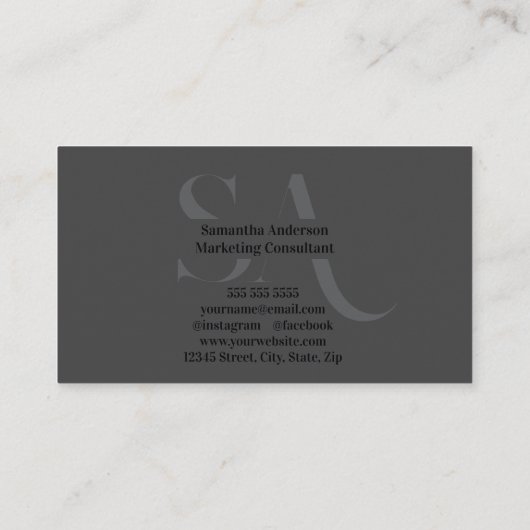 Elegant minimalistisch monogram Visitekaartje | Cu (Achterkant)