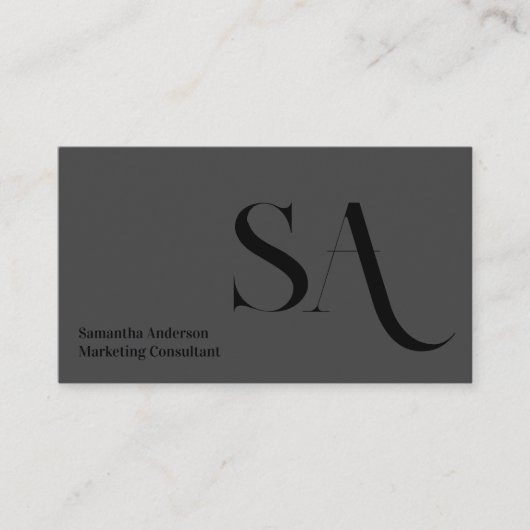 Elegant minimalistisch monogram Visitekaartje | Cu (Voorkant)