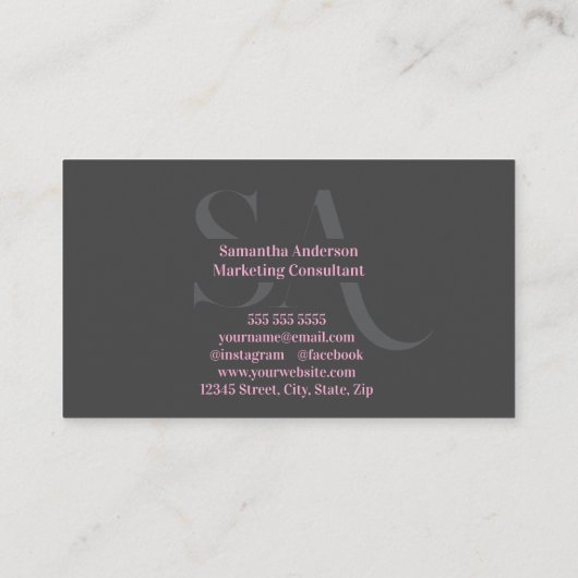 Elegant minimalistisch monogram Visitekaartje | Cu (Achterkant)