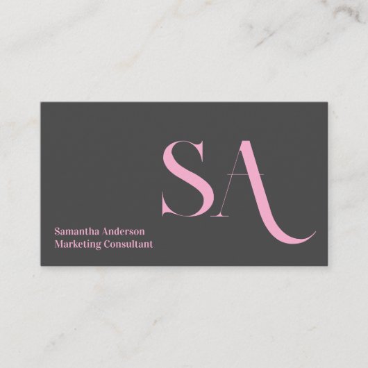 Elegant minimalistisch monogram Visitekaartje | Cu (Voorkant)