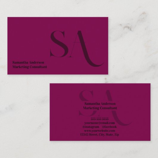 Elegant minimalistisch monogram Visitekaartje | Cu (Voorkant / Achterkant)