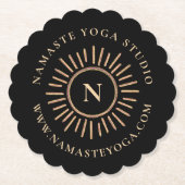 Elegant minimalistisch monogram zwart geel goud kartonnen onderzetters (Voorkant)