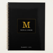 Elegant minimalistisch monogram zwart goud planner (Voorkant)
