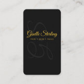 Elegant minimalistisch monogram zwart goud QR-code Visitekaartje (Voorkant)