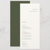 Elegant Minimalistisch Moss Green Place Card Menu (Voorkant / Achterkant)