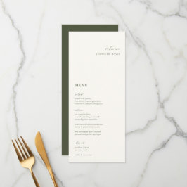 Elegant Minimalistisch Moss Green Place Card Menu