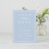 Elegant minimalistisch mosterdblauw bespaart de da save the date (Staand voorkant)