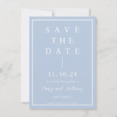 Elegant minimalistisch mosterdblauw bespaart de da save the date (Voorkant)