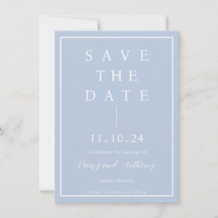 Elegant minimalistisch mosterdblauw bespaart de da save the date