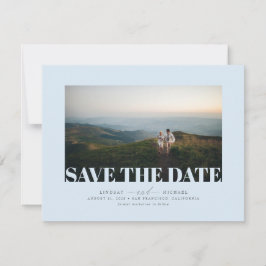 Elegant minimalistisch mosterdblauw sparen de Datu Save The Date