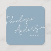 Elegant Minimalistisch Neutraal Blauw Boho Chic Mo Vierkante Visitekaartje (Voorkant)