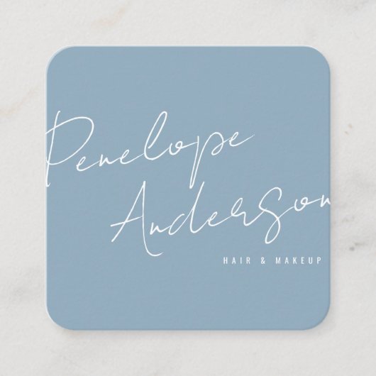 Elegant Minimalistisch Neutraal Blauw Boho Chic Mo Vierkante Visitekaartje (Voorkant)