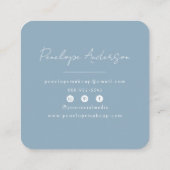 Elegant Minimalistisch Neutraal Blauw Boho Chic Mo Vierkante Visitekaartje (Achterkant)