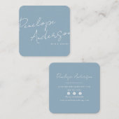 Elegant Minimalistisch Neutraal Blauw Boho Chic Mo Vierkante Visitekaartje (Voorkant / Achterkant)